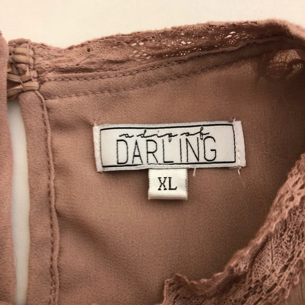 A DIP OF DARLING Victorian Blouse Dusty Rose Pink Embroidered 3/4 Sleeve SZ XL - Picture 10 of 14